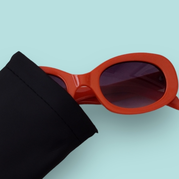 🎯🎯SALE🎯🎯NWT Orange Oval Retro Style Sunglasses UV Protection - Picture 6 of 6